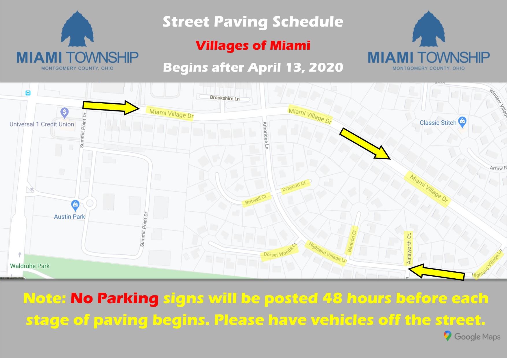 Paving map Villages of Miami