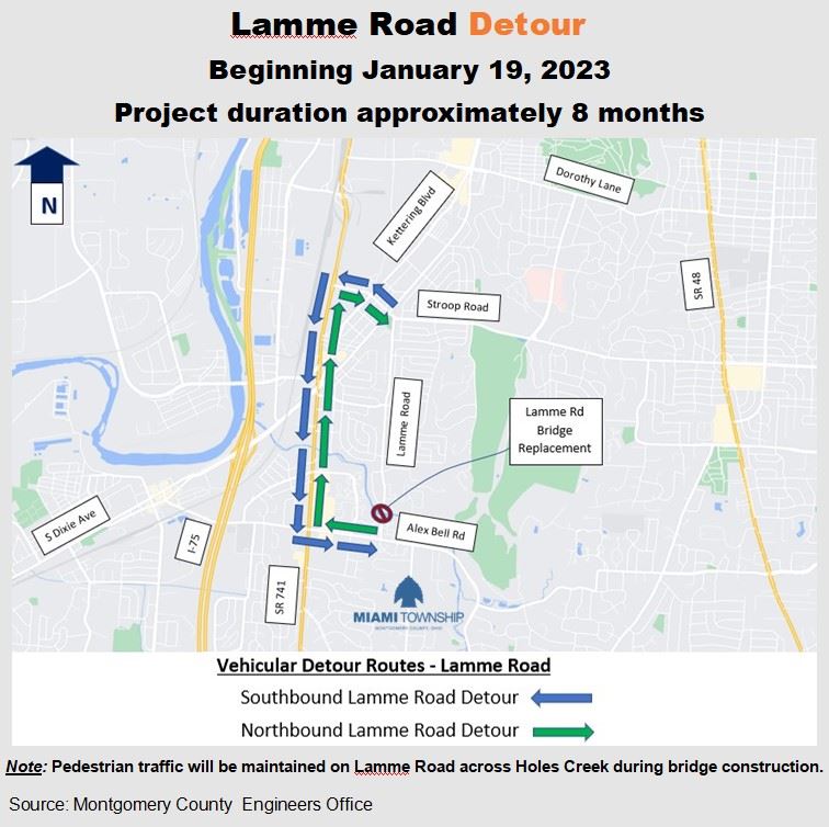 Lamme Road detour January 2023